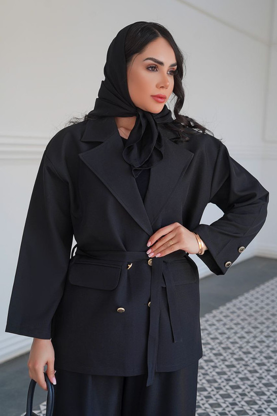 کت مجلسی زنانه مدل یقه انگلیسی پارچه بزایاق