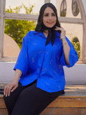 شومیز زنانه مدل alo نگین دار پارچه بابوس