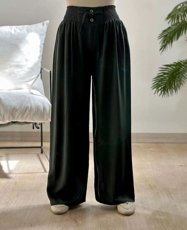 شلوار پارچه ای زنانه مدل نیم بگ کمر ماسوره