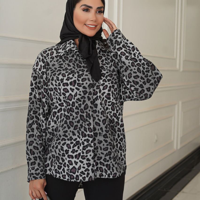 شومیز  زنانه  مدل پلنگی پارچه ینزی وارداتی