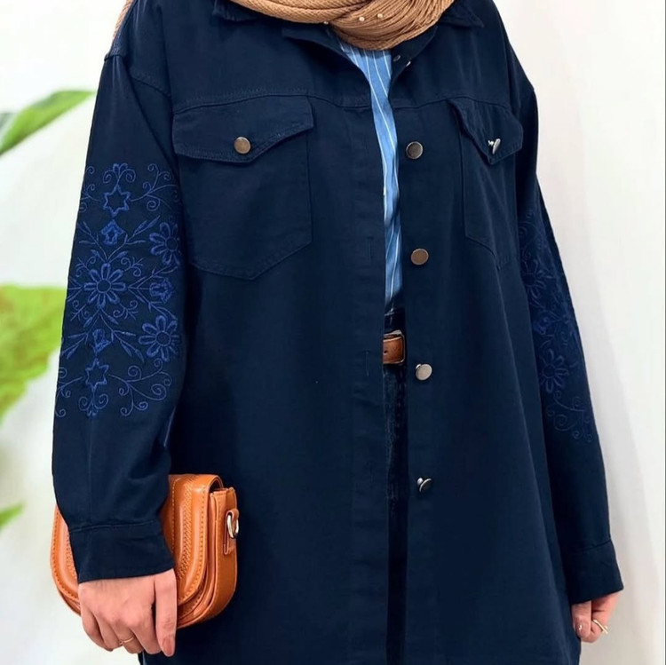شومیز کتان گلدوزی پارچه وارداتی پاییزه
